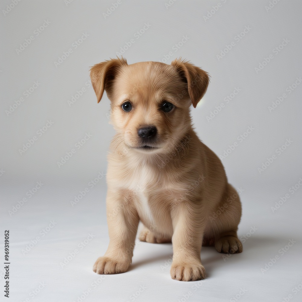 cute Adorable Puppy Sitting on white background cute Adorable Puppy Sitting on white background