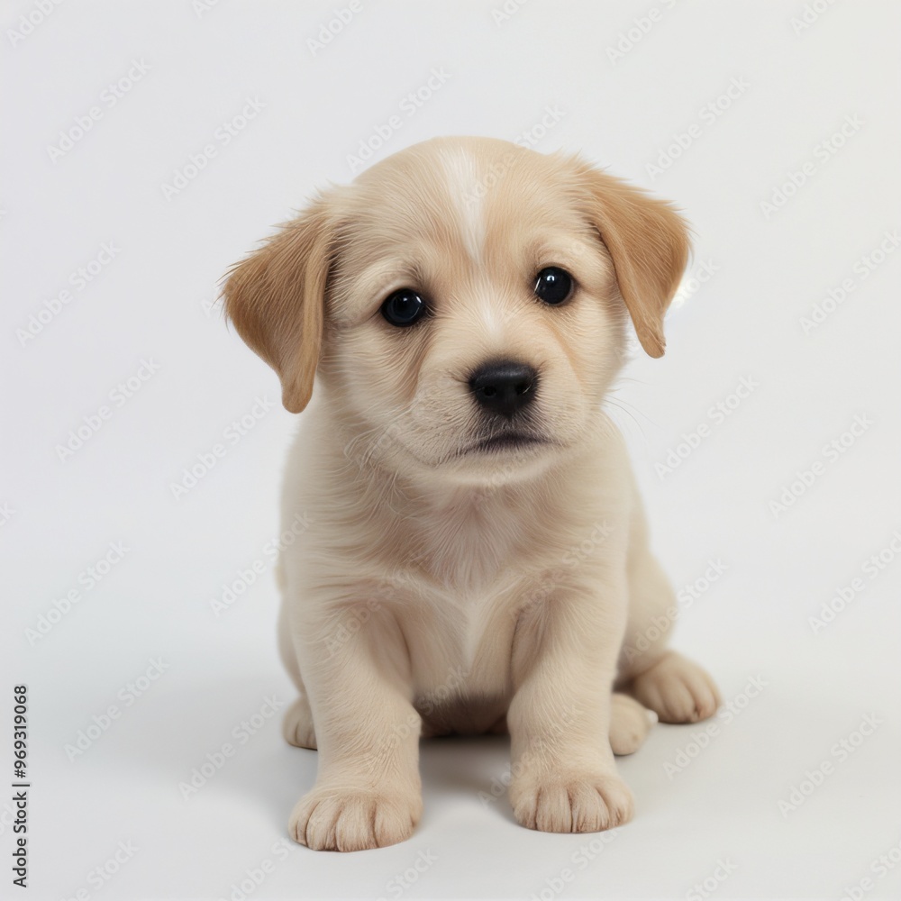 cute Adorable Puppy Sitting on white background cute Adorable Puppy Sitting on white background