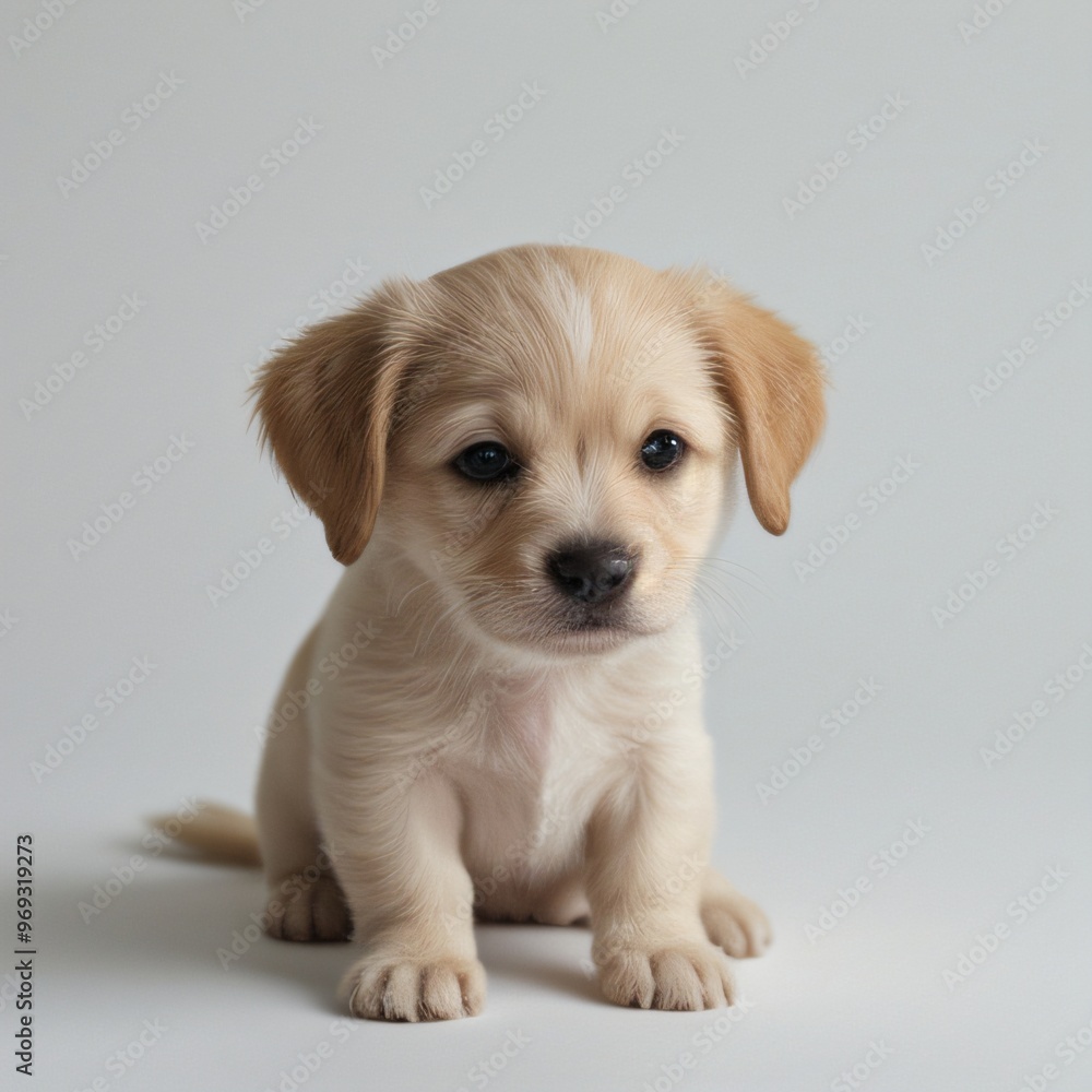 cute Adorable Puppy Sitting on white background cute Adorable Puppy Sitting on white background