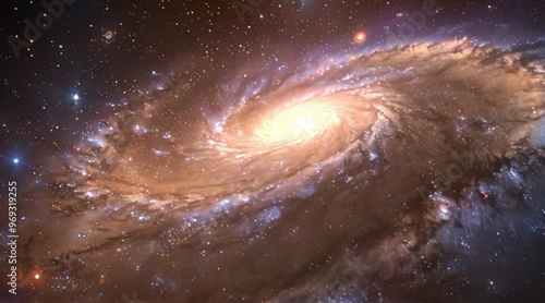 Space background with spiral galaxy and stars 4k