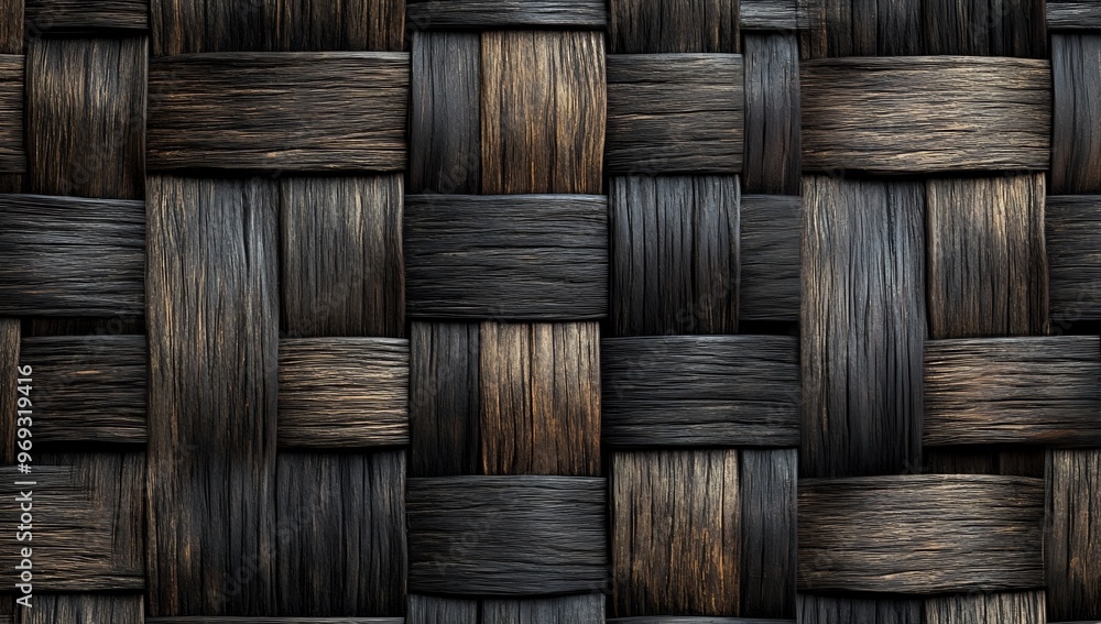 Seamless pattern of dark woven wood for background. Seamless pattern of dark woven wood for background.