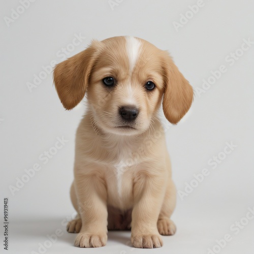 cute Adorable Puppy Sitting on white background