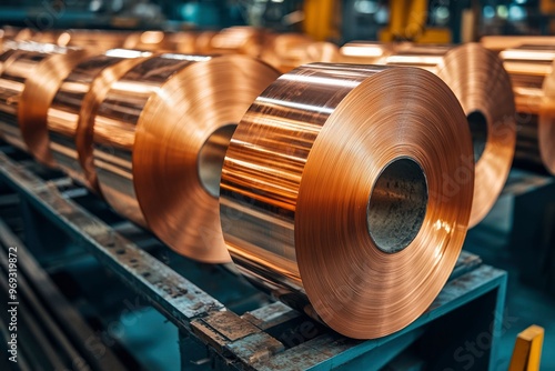 Copper Sheet Metal Rolls in an Industrial Setting photo