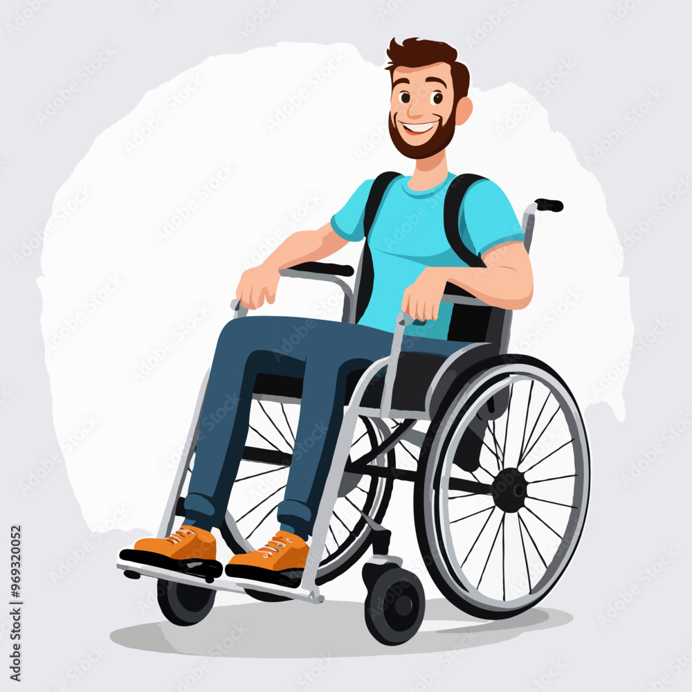 Illustration of man wheelchair smiling. Parasports. Illustration of man wheelchair smiling. Parasports.