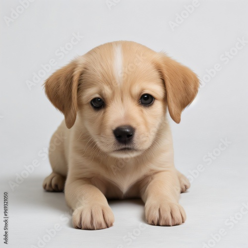 cute Adorable Puppy Sitting on white background