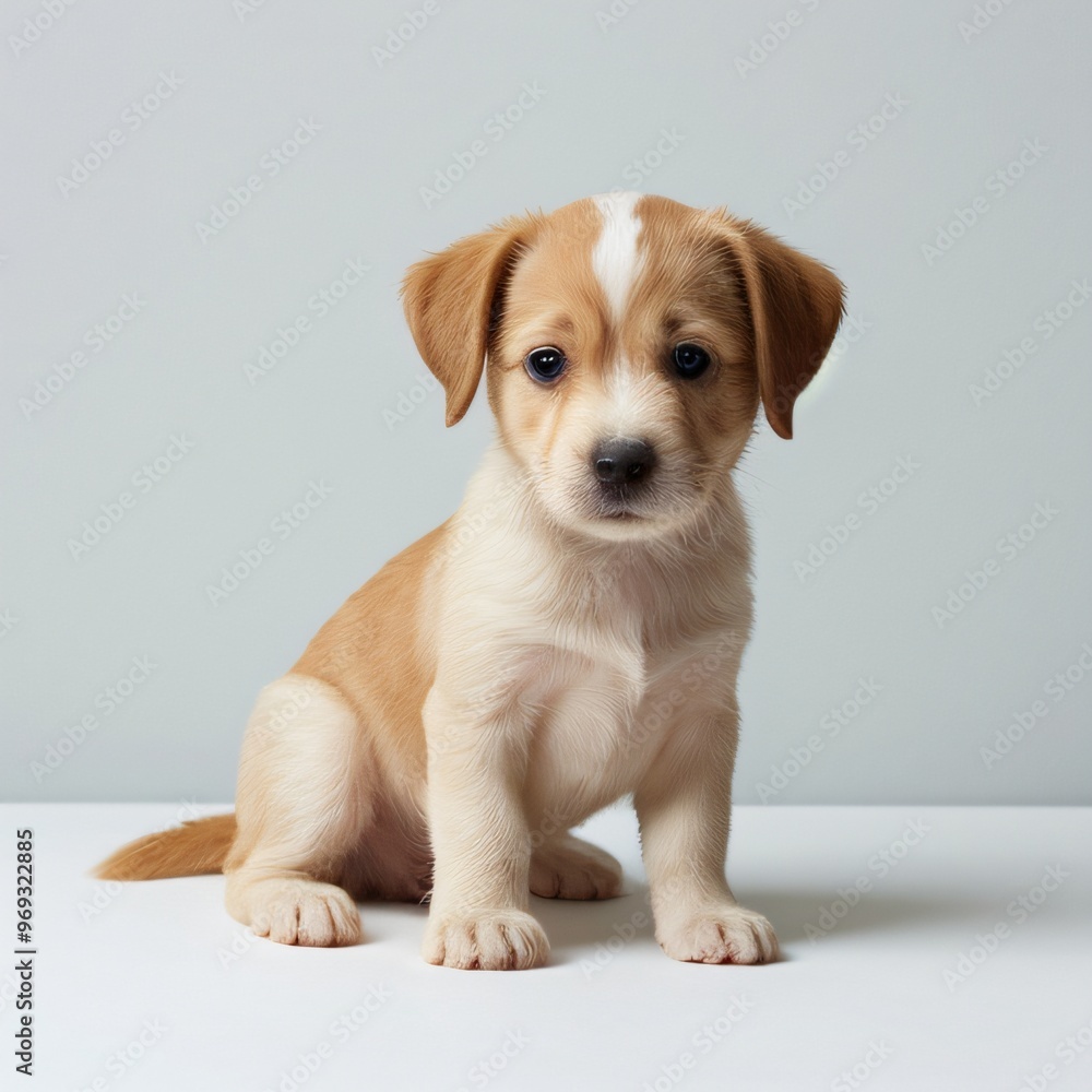cute Adorable Puppy Sitting on white background cute Adorable Puppy Sitting on white background