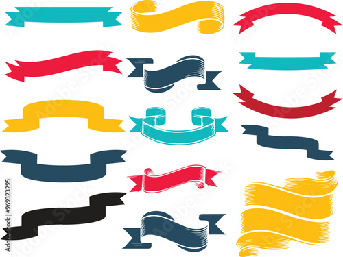 set of colorful ribbons vector photo