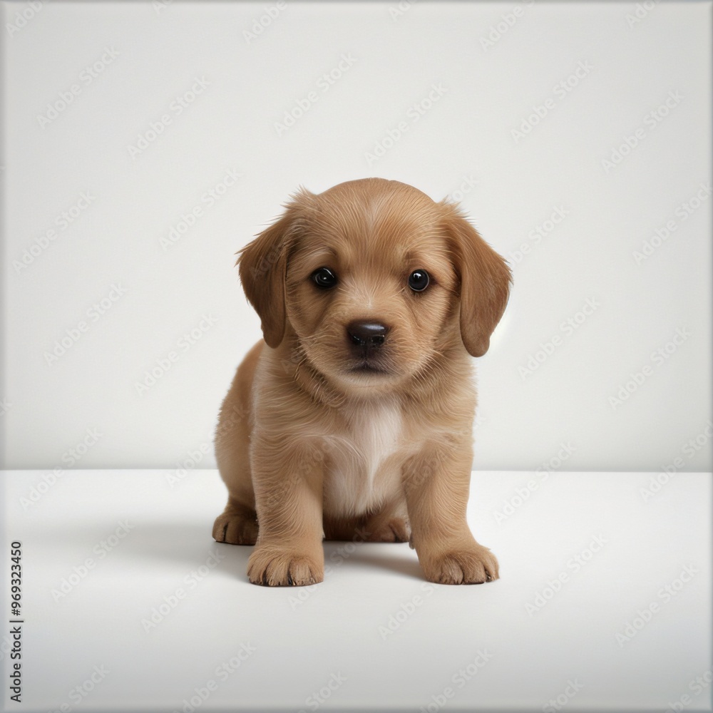 cute Adorable Puppy Sitting on white background cute Adorable Puppy Sitting on white background