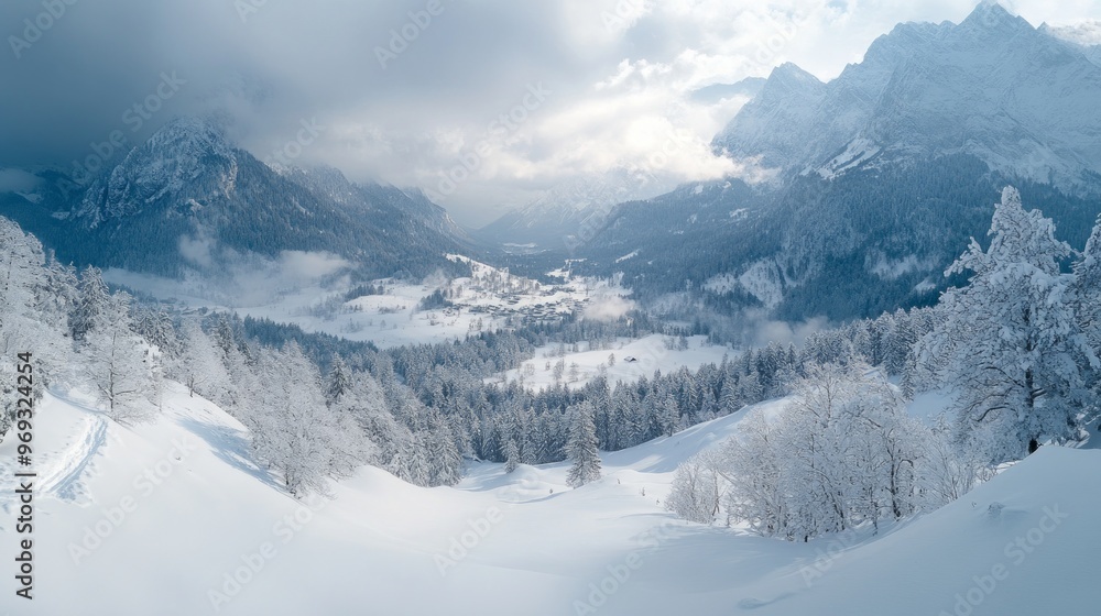 Fototapeta premium winter snow mountain scenery wallpaper