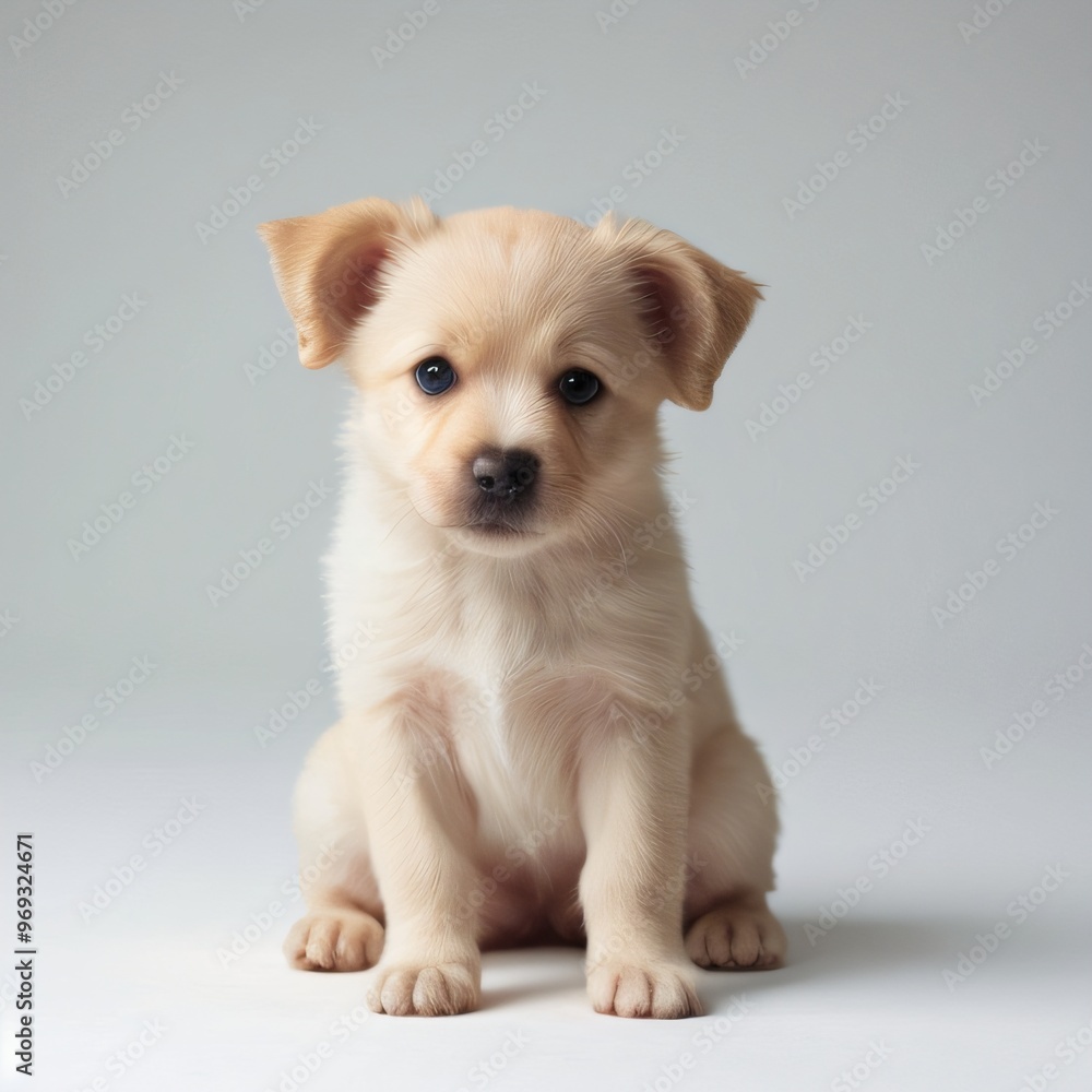 cute Adorable Puppy Sitting on white background cute Adorable Puppy Sitting on white background
