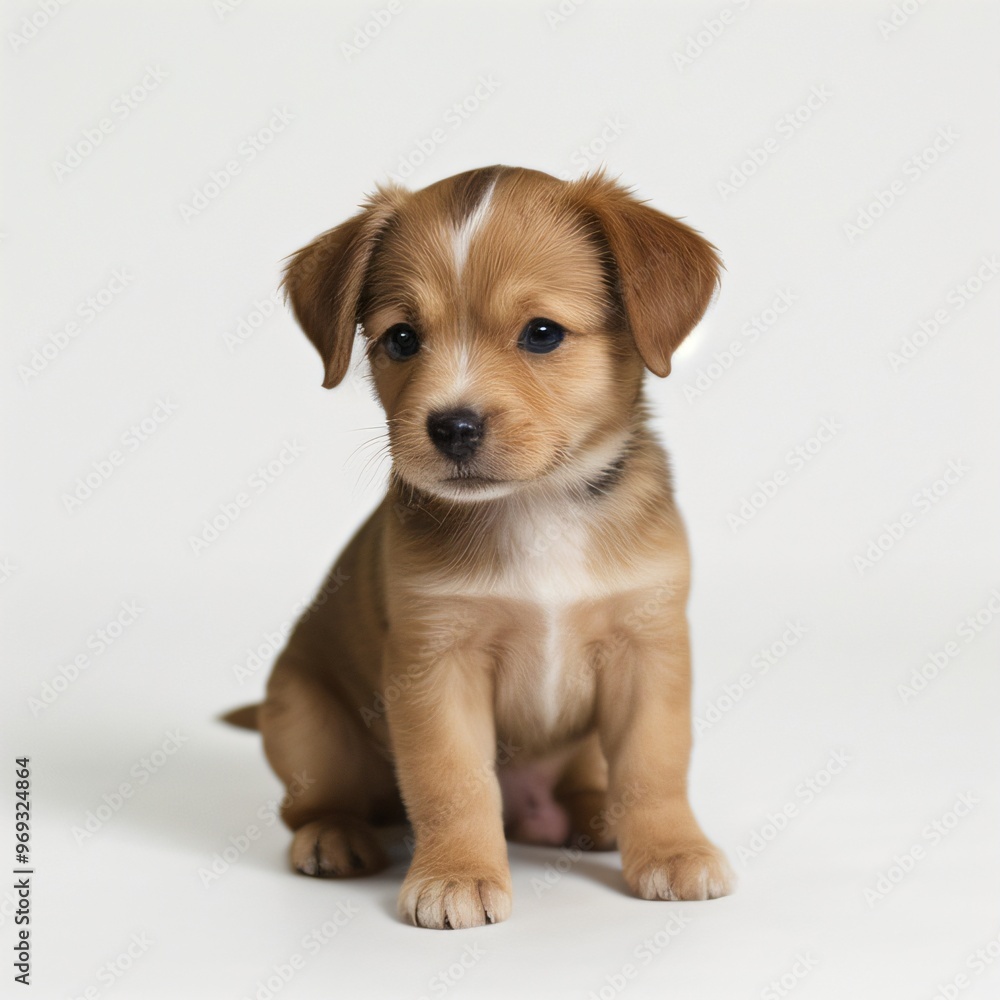 cute Adorable Puppy Sitting on white background cute Adorable Puppy Sitting on white background
