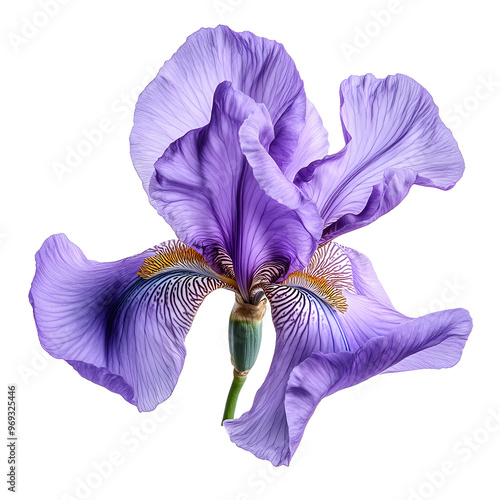 Close up of a purple iris flower isoltaed on white background photo