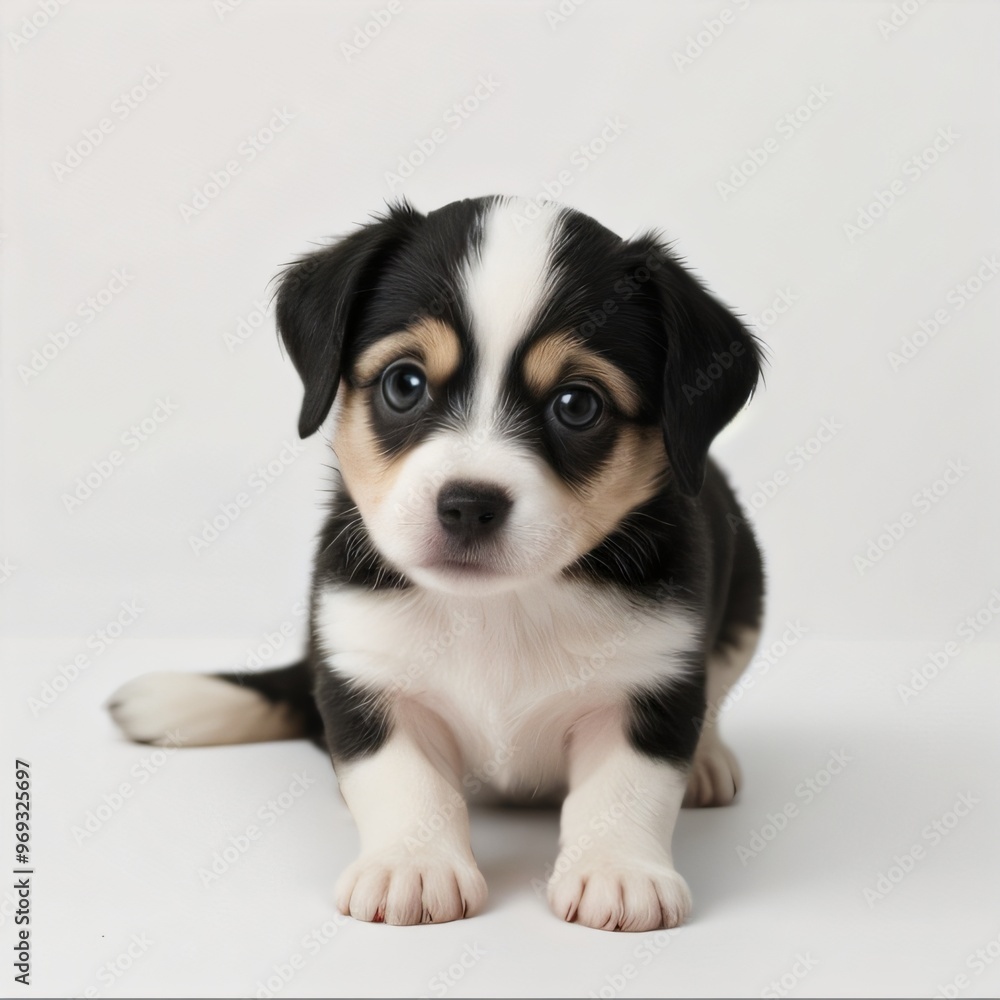 cute Adorable Puppy Sitting on white background cute Adorable Puppy Sitting on white background
