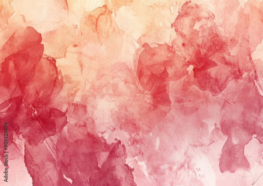 Abstract watercolor painting in warm hues of red and pink showcasing a harmonious blend of colors and textures Abstract watercolor painting in warm hues of red and pink showcasing a harmonious blend of colors and textures