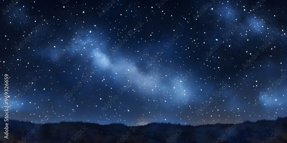 Fototapeta premium Illustration of a clear night sky filled with stars and the Milky Way visible