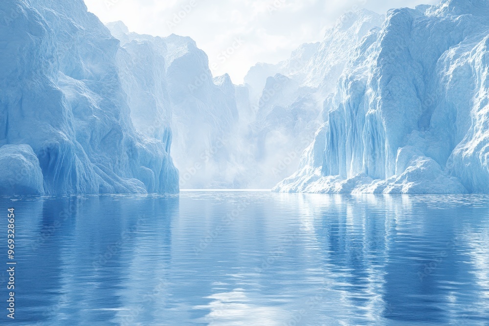 Frozen Pixelated Landscape: Glaciers and Copy Space Frozen Pixelated Landscape: Glaciers and Copy Space