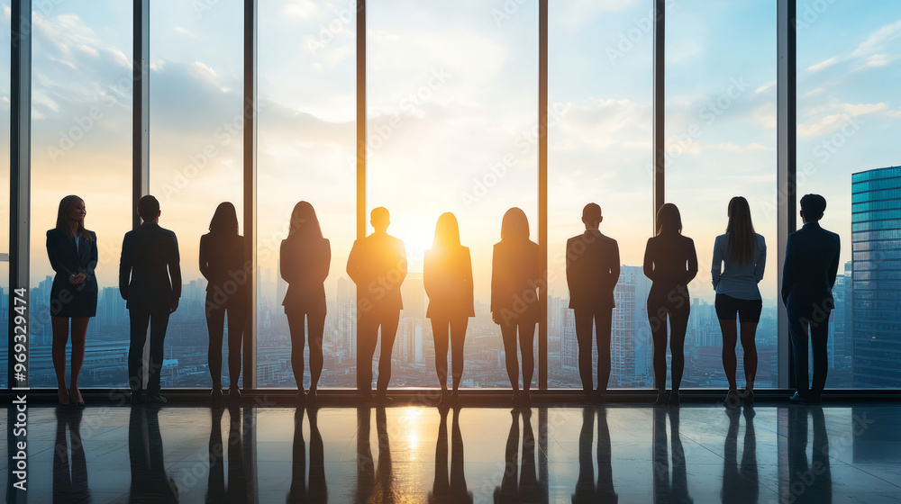 A business promoting gender diversity with an equal number of men and women in leadership roles A business promoting gender diversity with an equal number of men and women in leadership roles