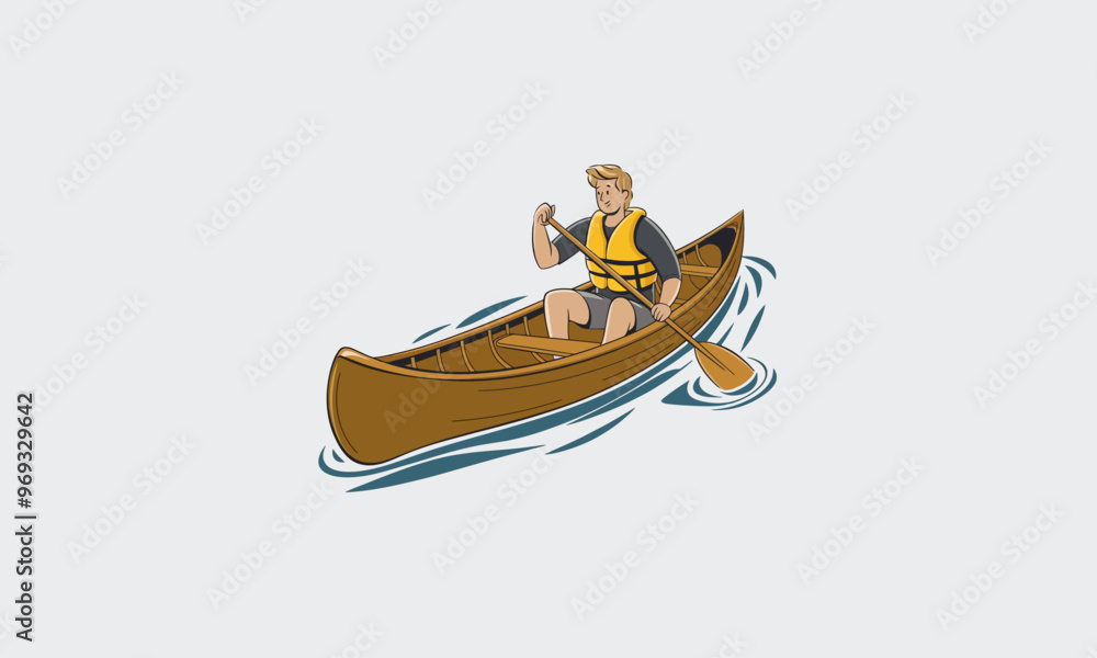 man paddling a canoe on the water while wearing a life vest man paddling a canoe on the water while wearing a life vest