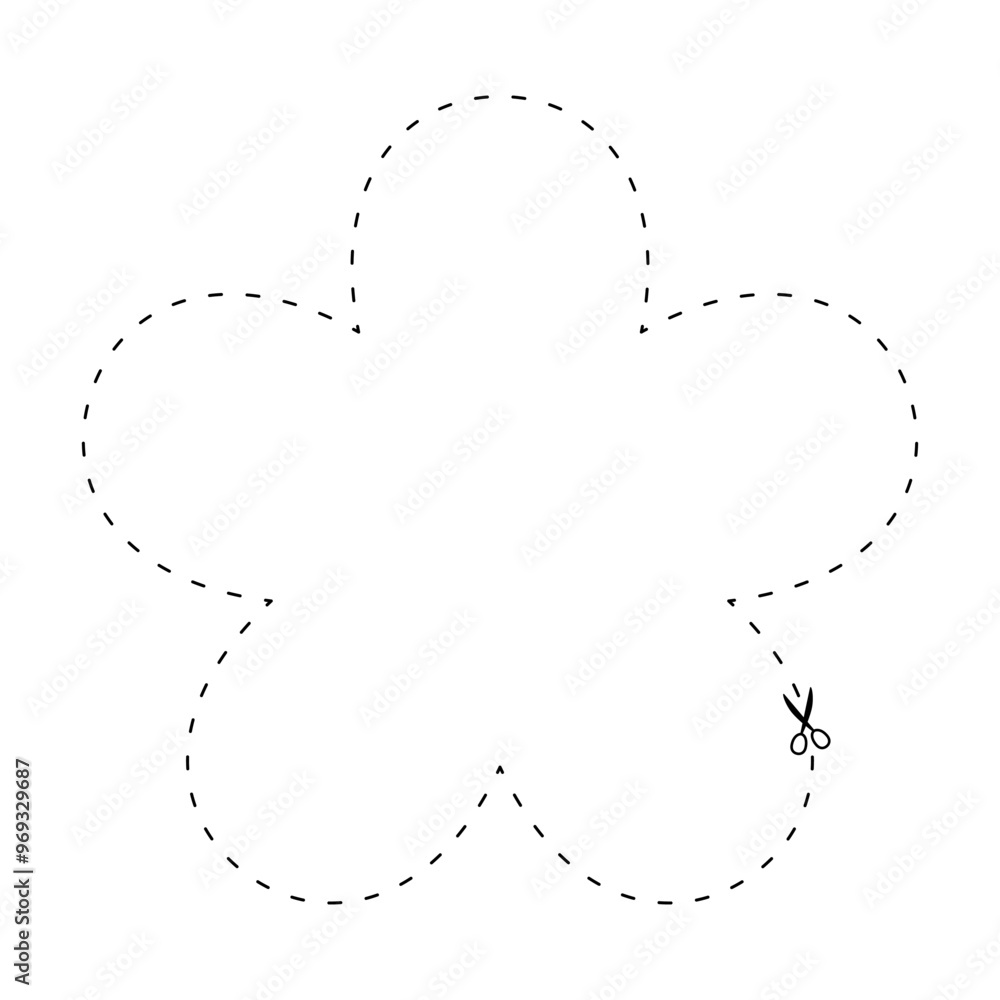 scissors on dashed line flower shape, dash line and scissors, dash outline and scissors scissors on dashed line flower shape, dash line and scissors, dash outline and scissors