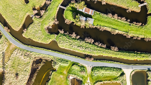 Obraz na płótnie drone view of the salt marshes of Ile d Olonne, Vendee, France w salonie