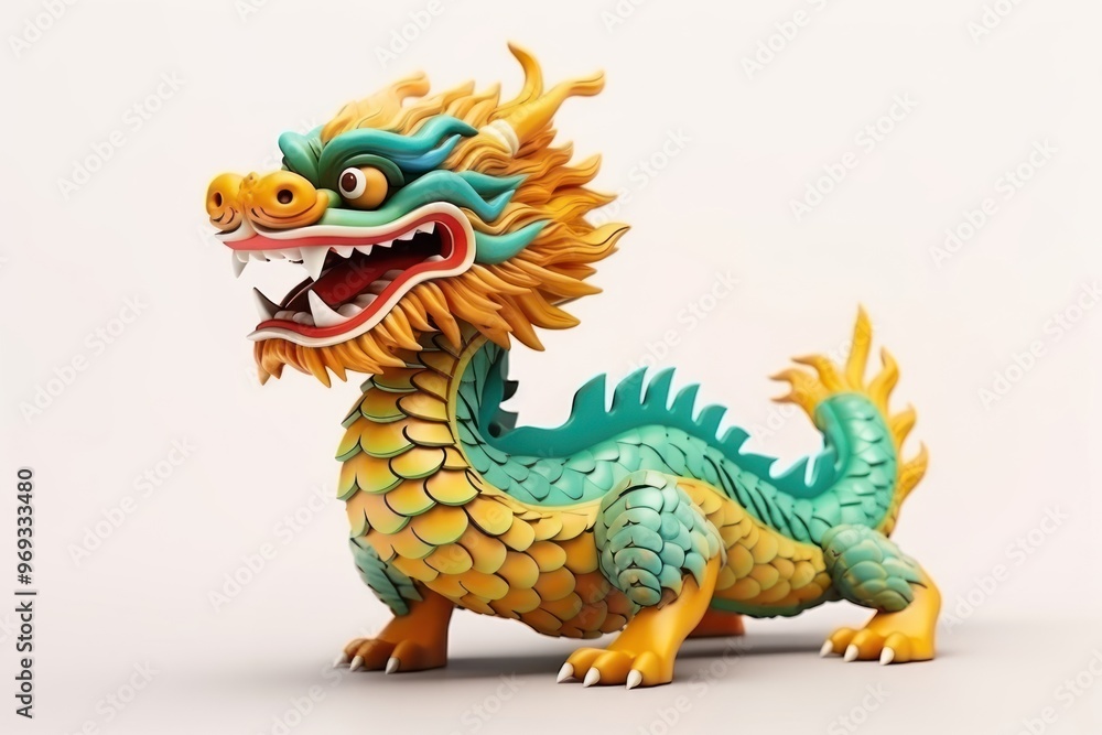Fototapeta premium Chinese dragon dinosaur animal toy.