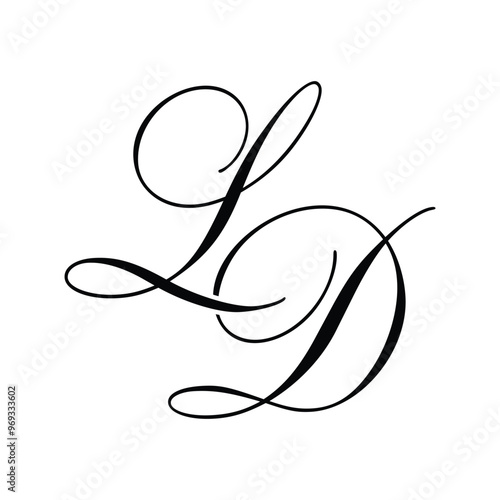 LD Calligraphy Monogram Initial Letters Logo