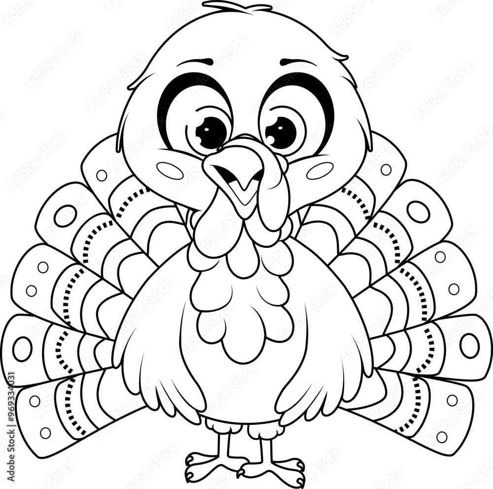 Fototapeta premium Coloring page.Turkey Standing and Smiling