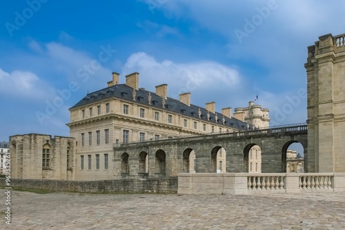 Beautiful medieval castle of Vincennes in France under the blue sky