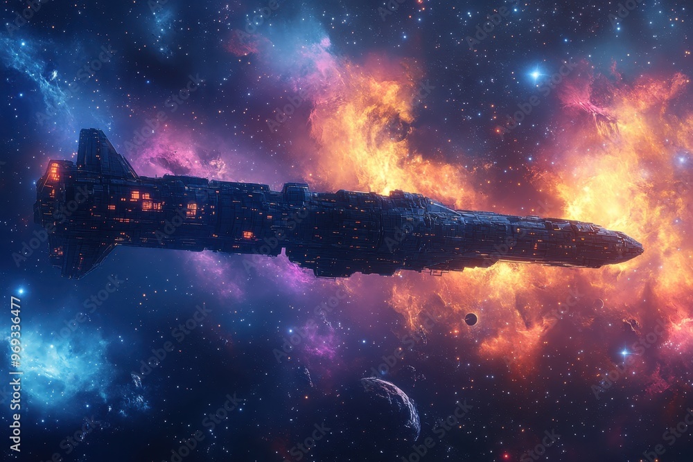 Retro Space Station Against Pixel Stars Background with Copy Space. Retro Space Station Against Pixel Stars Background with Copy Space.