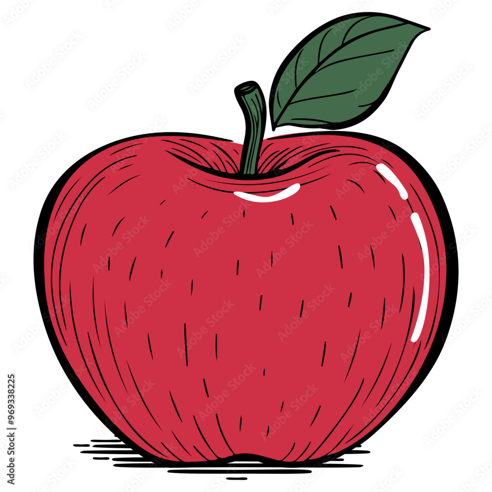 Hand Drawn Illustration of a red apple. Hand Drawn Illustration of a red apple.