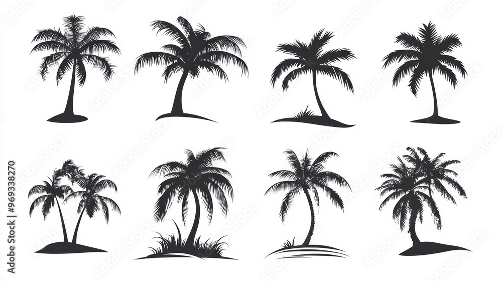 Fototapeta premium Vector illustration of coconut tree with leaf closeup view