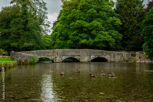 Ashford in the Water medieval three arch sheep wash bridge in the Peak District National Park.