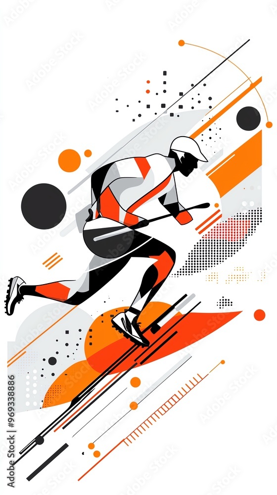 Dynamic illustration of a runner in motion, showcasing energy and speed with vibrant colors and abstract shapes. Dynamic illustration of a runner in motion, showcasing energy and speed with vibrant colors and abstract shapes.