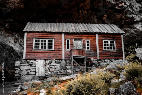 Historic Wooden Cabin in Jossingfjord, Norway photo