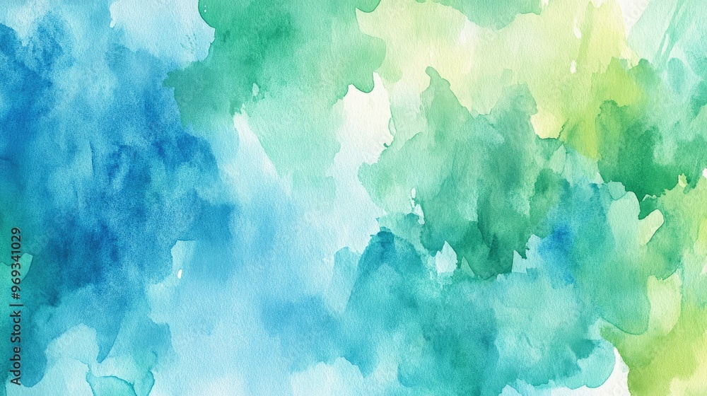 Abstract watercolor splashes in shades of blue and green, creating a refreshing and vibrant background. Abstract watercolor splashes in shades of blue and green, creating a refreshing and vibrant background.