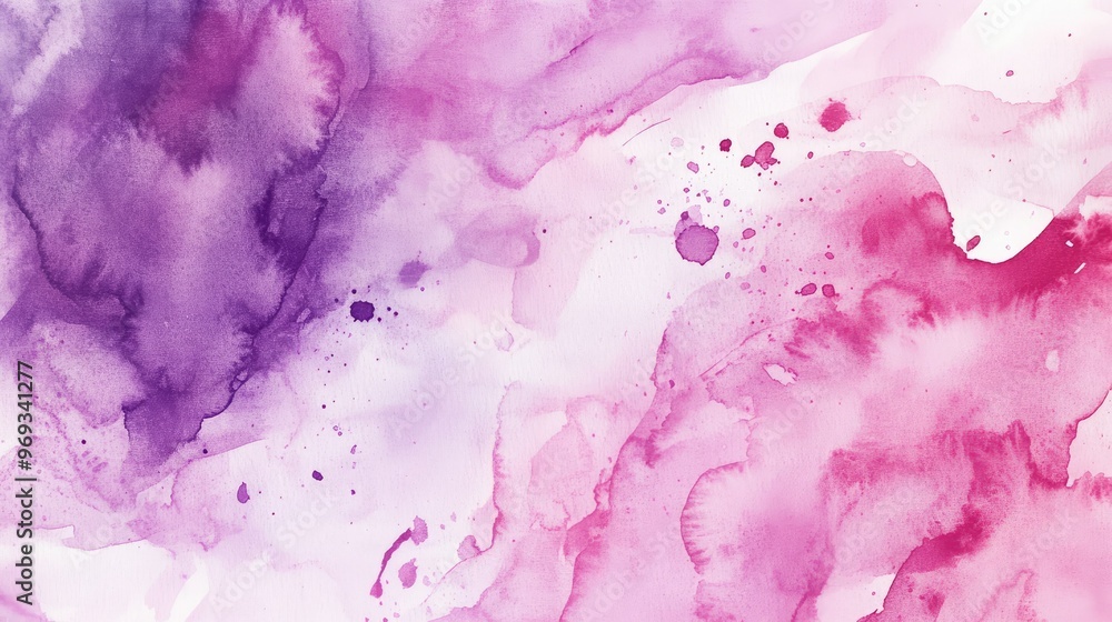Fototapeta premium Abstract watercolor splashes in shades of pink and purple, creating a dreamy and artistic background.