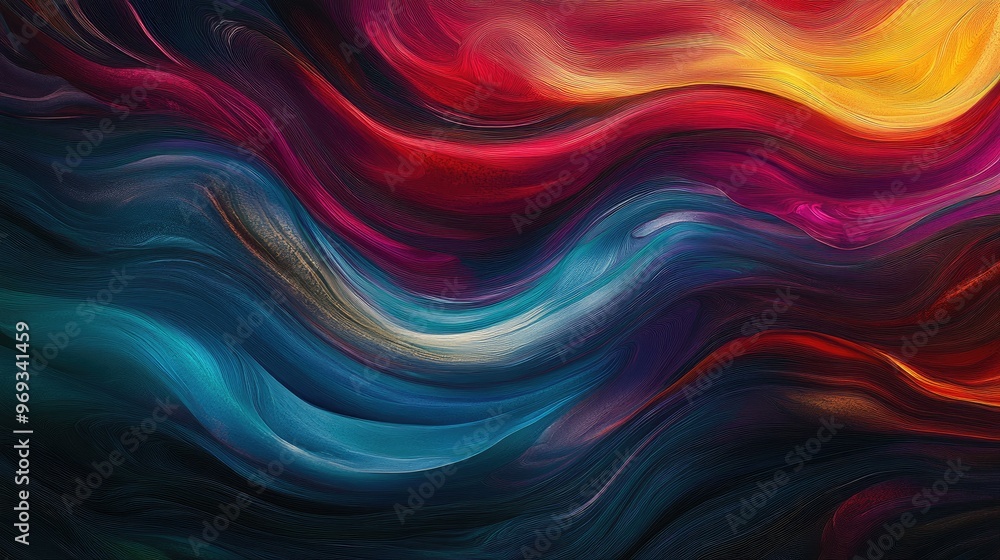 Obraz premium Abstract wave patterns with rich, deep colors, evoking a sense of depth and dimension.