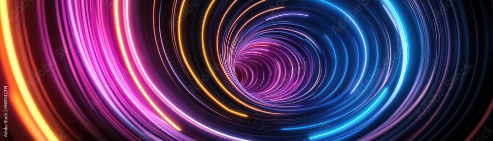 A swirling digital tunnel with neon patterns, merging into a seamless system of immersive technology and innovative convergence A swirling digital tunnel with neon patterns, merging into a seamless system of immersive technology and innovative convergence