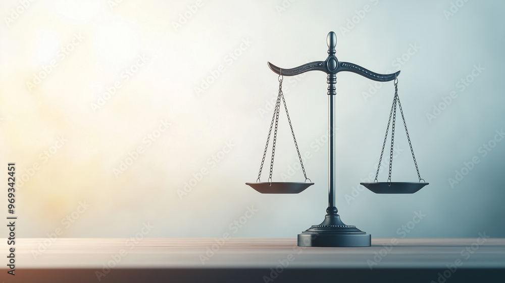 A balanced scale symbolizes justice and fairness, set against soft, blurred background. This image evokes sense of equality and importance of law in society. A balanced scale symbolizes justice and fairness, set against soft, blurred background. This image evokes sense of equality and importance of law in society.