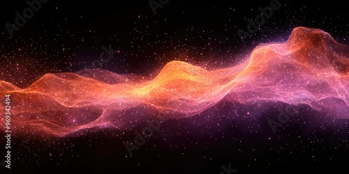 Abstract cosmic wave with vibrant colors and stars.