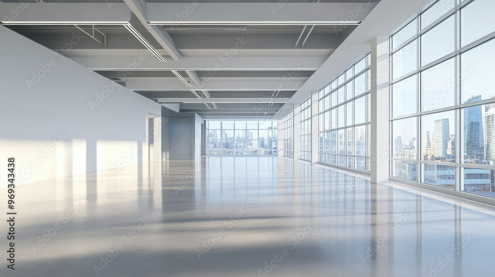 Clean, modern office space with large windows and natural light, completely empty. Represents opportunity and potential. Clean, modern office space with large windows and natural light, completely empty. Represents opportunity and potential.