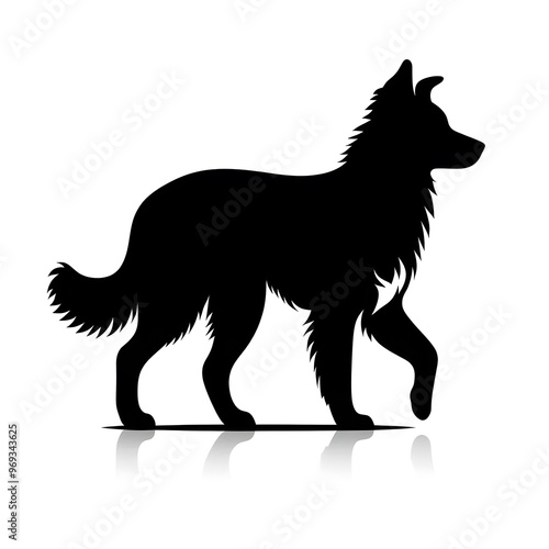 Simple Dog Silhouette Minimalist Design Black and White Pet