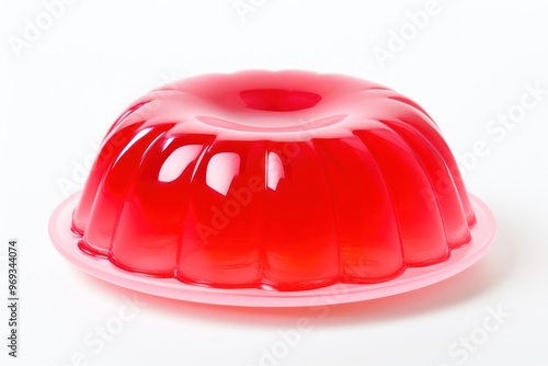 Vibrant red gelatin dessert mold photo