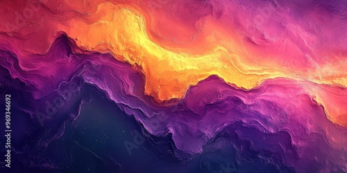 Vibrant abstract landscape with swirling colors.