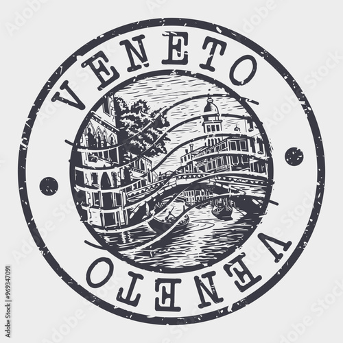 Veneto Stamp Postal. Silhouette Seal. Passport Round Design. Vector Icon. Design Retro Travel. National Symbol.	