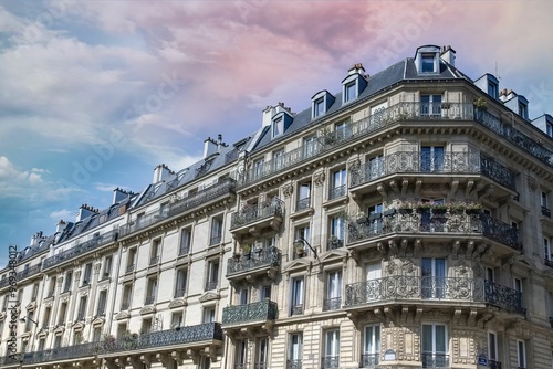 Paris, parisian facades in summer