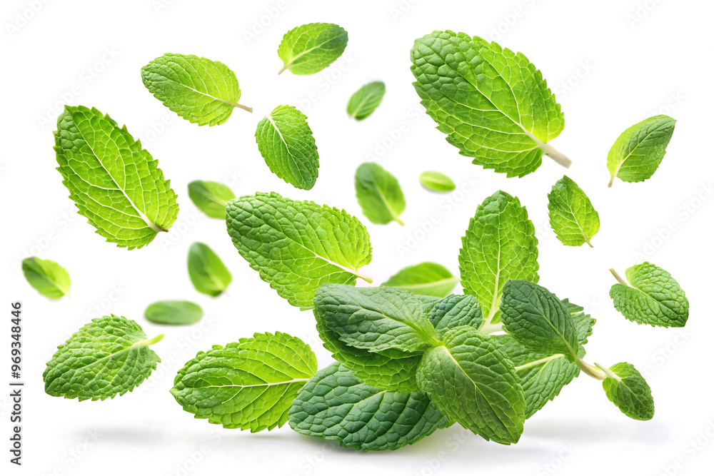 mint leaves on white background mint leaves on white background