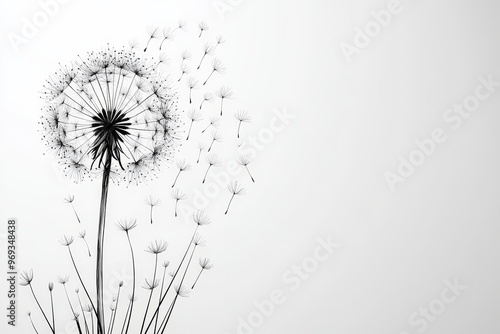 Wallpaper Mural Botanical Dandelion Symbol - Hand Drawn Logo Element of Medicinal Herb in Modern Style on White Background with Copy Space for Text Torontodigital.ca