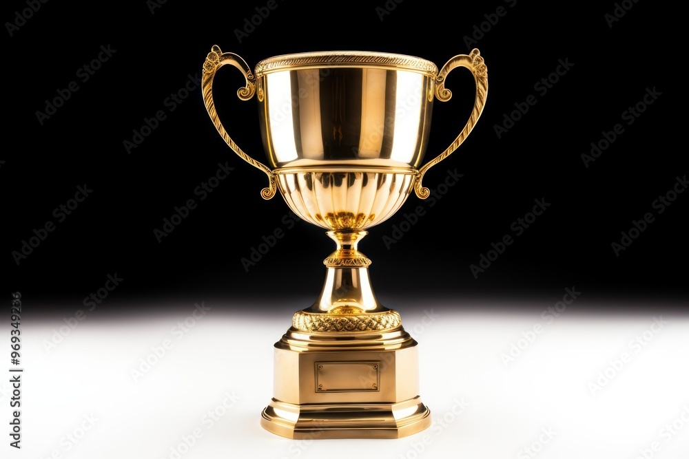 Golden trophy on black background Golden trophy on black background