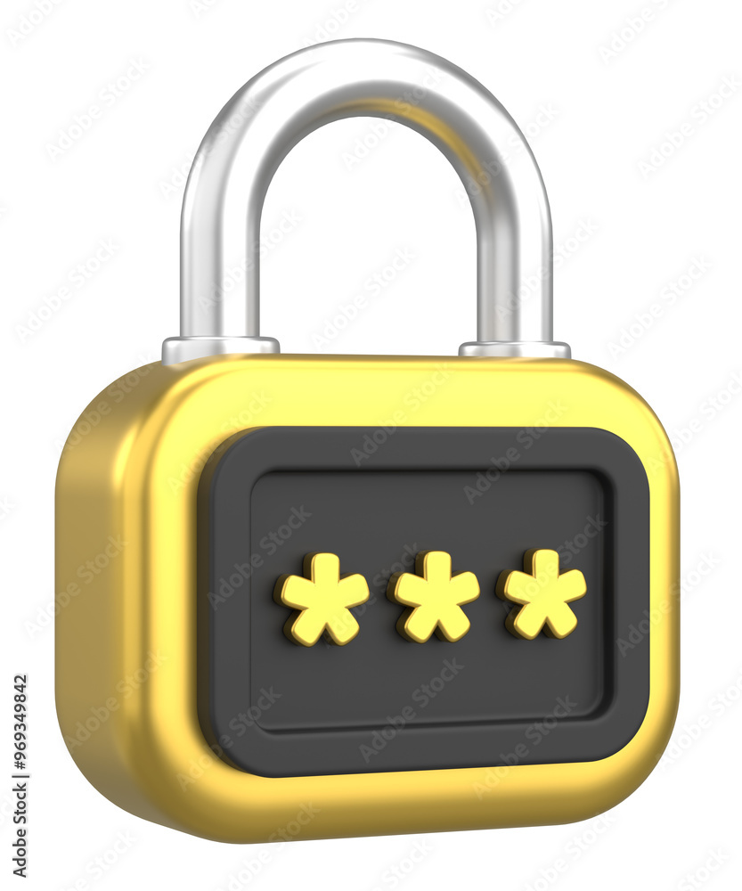 3D security icon. Secure password. 3D illustration. 3D security icon. Secure password. 3D illustration.